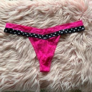 New Large Pink Lace Thong Underwear Victoria’s Secret VS Polka Dot Black…